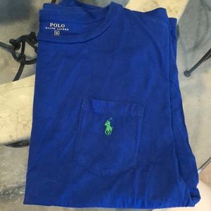 Blue Polo short sleeve T shirt with green symbol